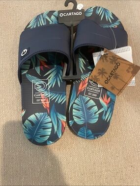 Men’s Navy Tropical Slide Sandals